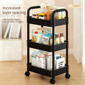 3 Tier Metal Rolling Utility Cart with 6 Hooks, Black