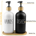 Glass Soap Dispenser Set, Contains Hand Soap and Dish Soap Dispenser(Black & White)