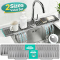 2-Pack Kitchen Sink Splash Guard, 31" and 23" Silicone Faucet Mat, Fast Draining Splash Guard for Kitchen, Bathroom, RV, Gray