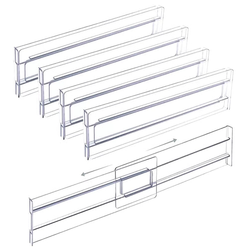4Pcs Transparent Drawer Dividers Adjustable Expandable Drawer Dividers for Clothes Utensils Cosmetics Office Storage