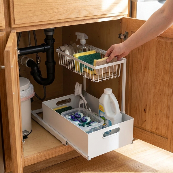 Under Sink Organizer with Sliding Drawer