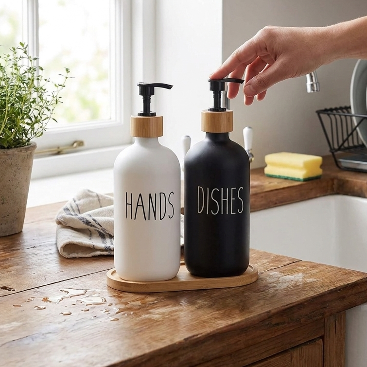 Glass Soap Dispenser Set lifestyle