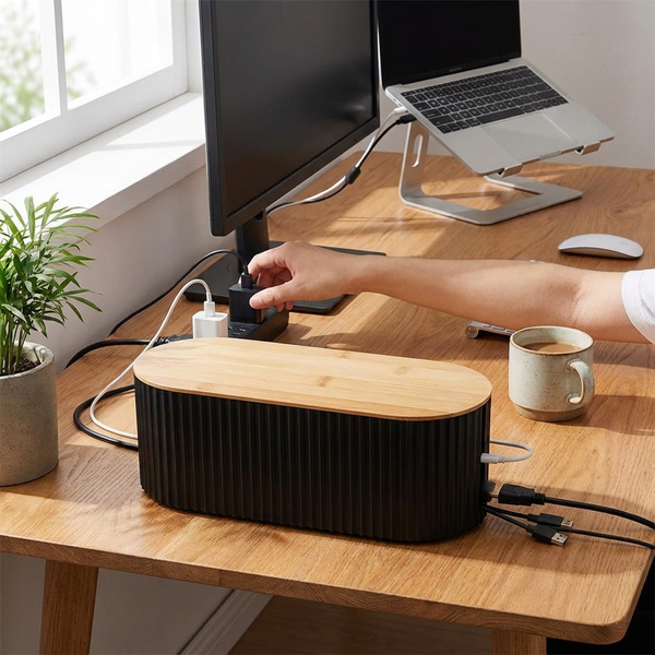 Cable Management Box with Cord Organizer