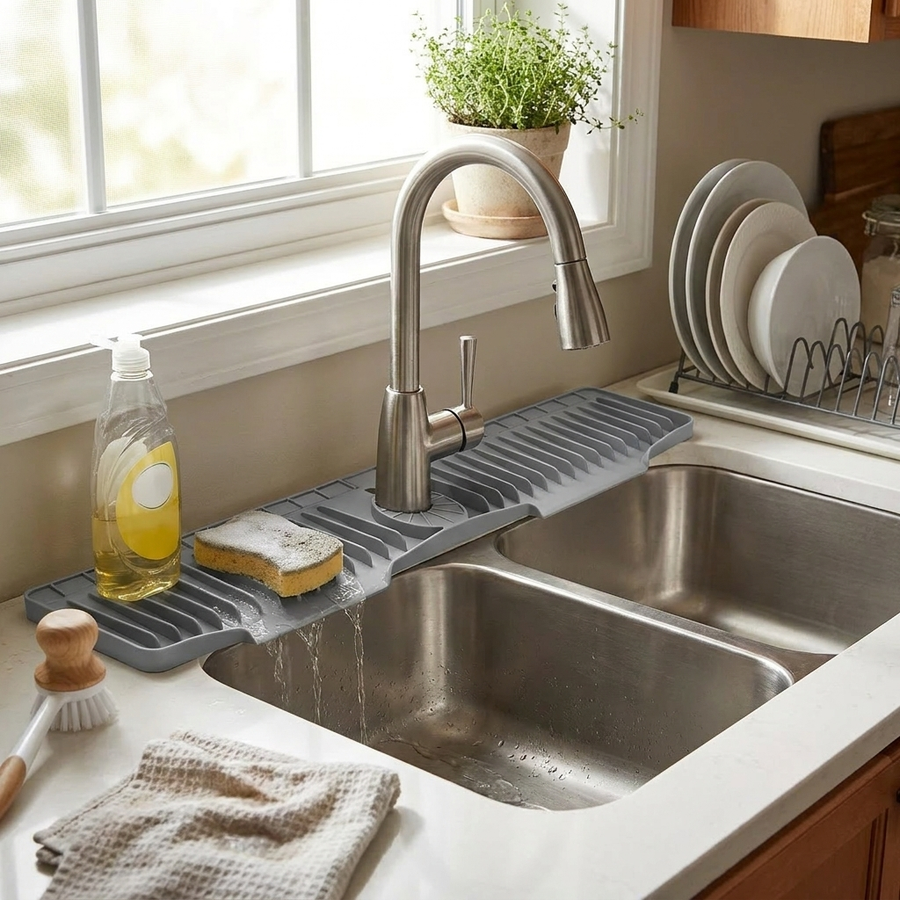Kitchen Sink Splash Guard Mat 2-Pack lifestyle